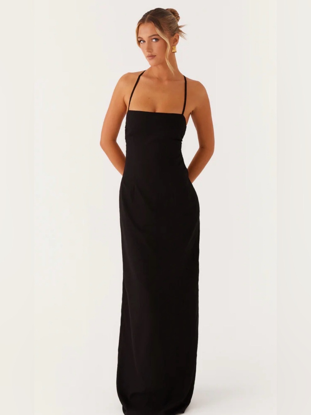 Peppermayo Black Spaghetti-Strap Maxi Dress